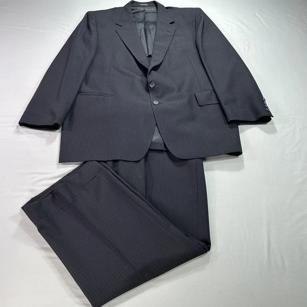 Christian Brooks‎ Suit Mens 44L Pinstripe Wool Blend Blazer Pants 42x26